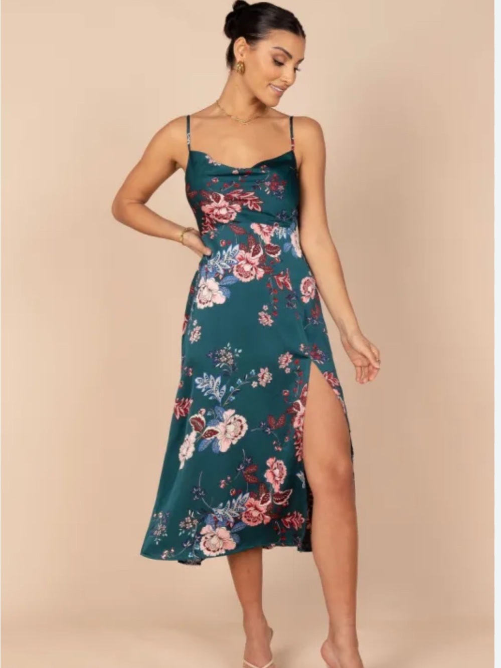 Petal and Pup Cowl Neck Midi Dress